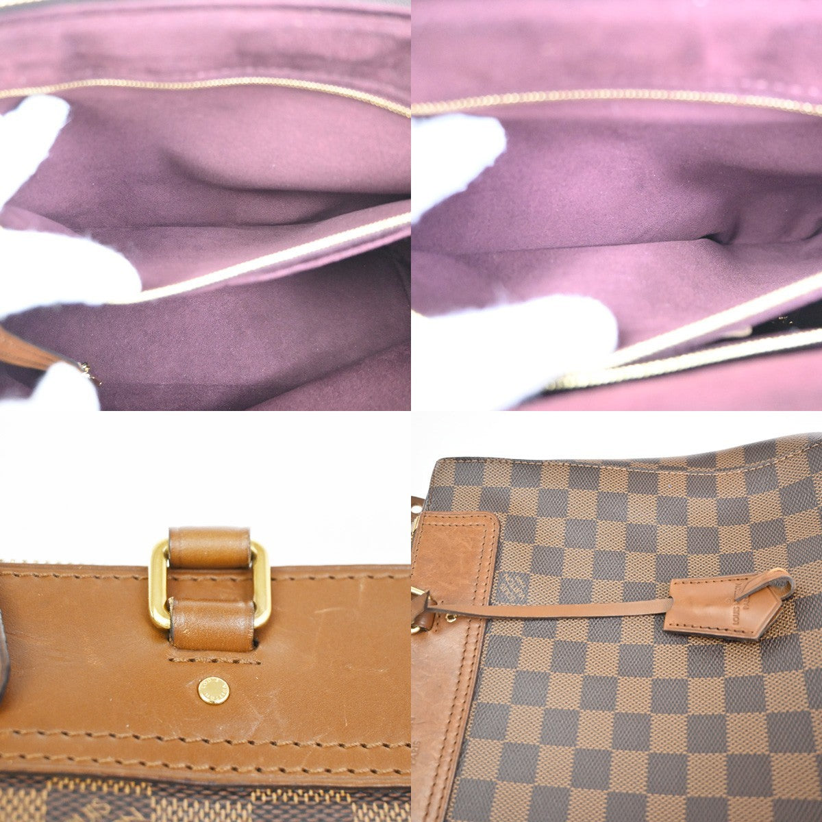 Louis Vuitton Greenwich Bag Damier, BROWN, LEATHER, Handbag