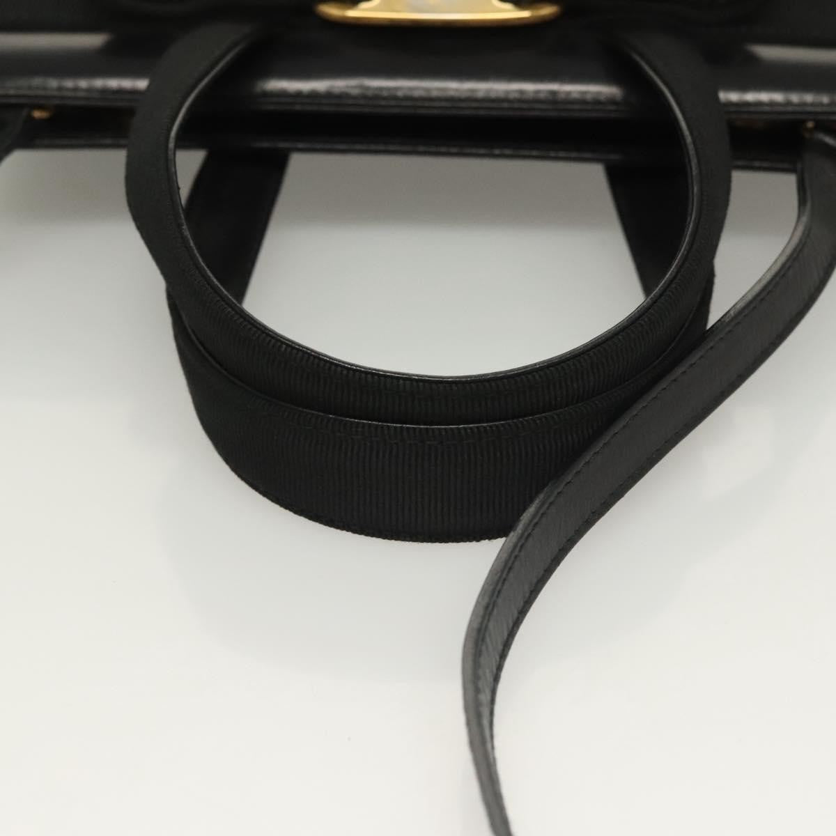 Salvatore Ferragamo Convertible Vara Bow Tote Leather, BLACK, LEATHER, Handbag