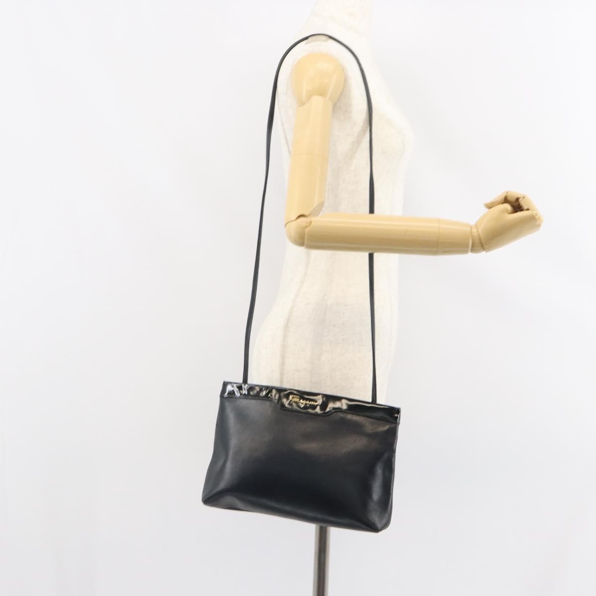 Salvatore Ferragamo Vintage Shoulder Bag Leather, BLACK, LEATHER, Shoulder bag