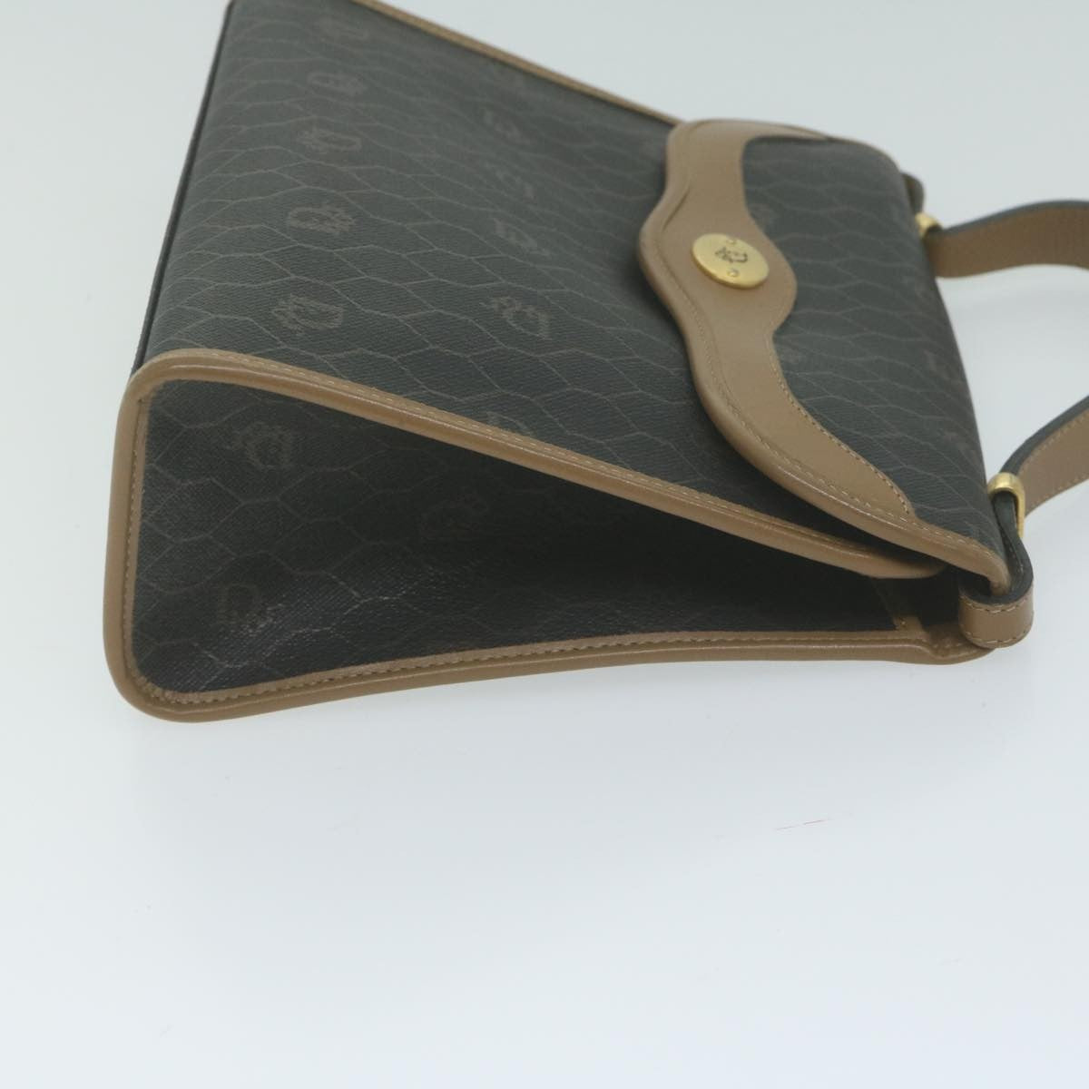 Christian Dior Vintage Honeycomb Handbag Canvas Leather, BLACK, CANVAS, Handbag