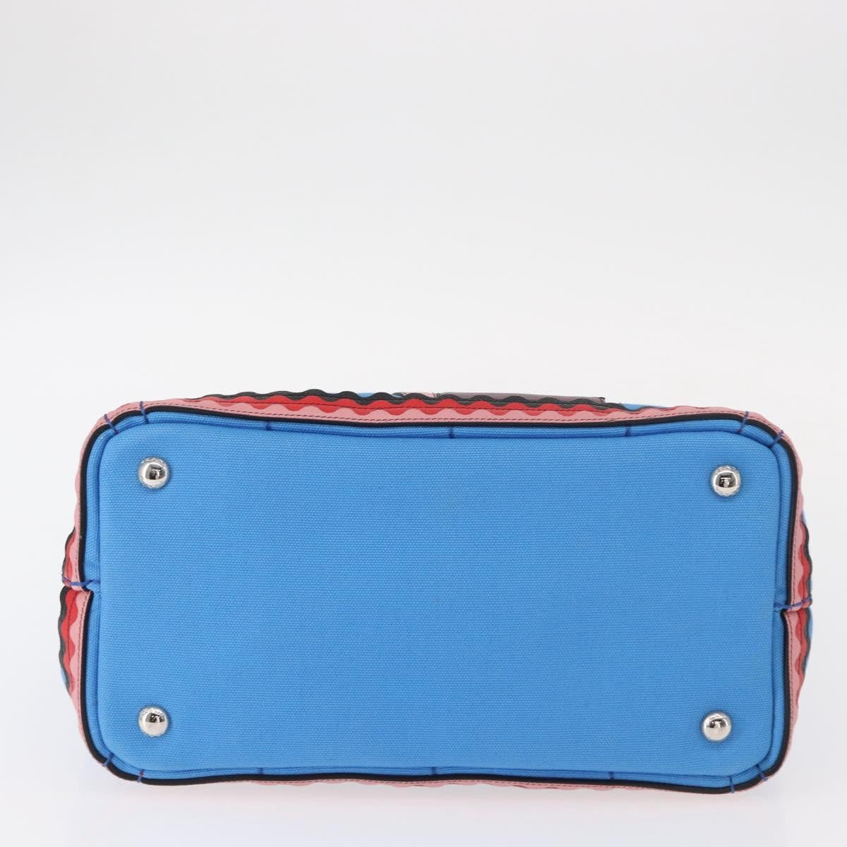 Prada Canapa Convertible Tote Canvas with Applique, BLUE, CANVAS, Tote bag