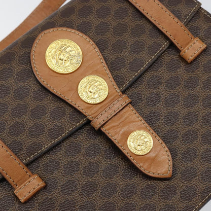 Celine Vintage Macadam Handbag Canvas and Leather, BROWN, CANVAS, Handbag