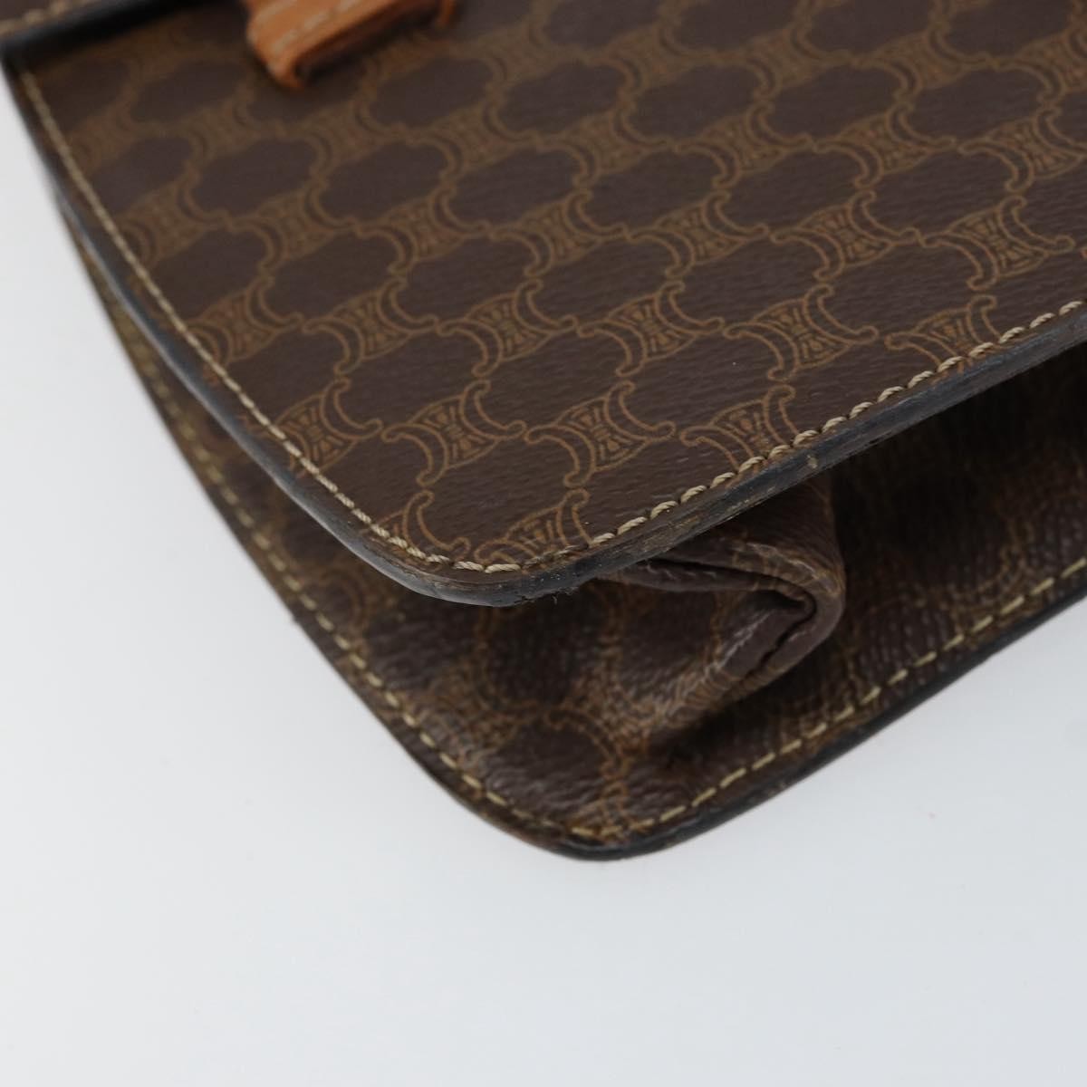 Celine Vintage Macadam Handbag Canvas and Leather, BROWN, CANVAS, Handbag