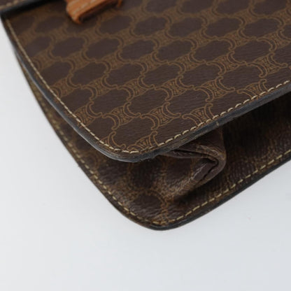 Celine Vintage Macadam Handbag Canvas and Leather, BROWN, CANVAS, Handbag