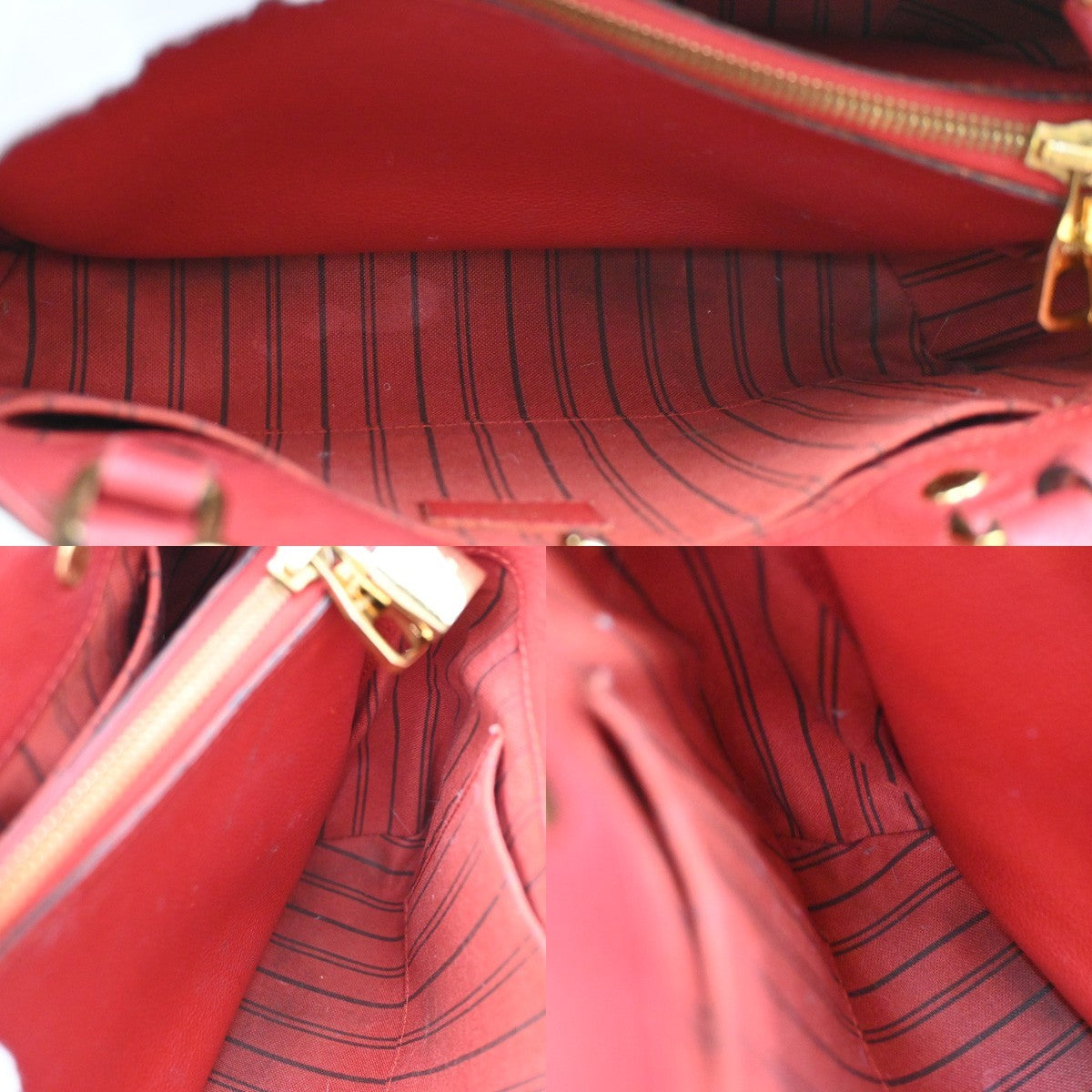 Louis Vuitton Montaigne Handbag Monogram Empreinte Leather, RED, LEATHER, Handbag