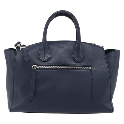 Bally Vintage Handbag Leather, Navy, Leather, Handbag