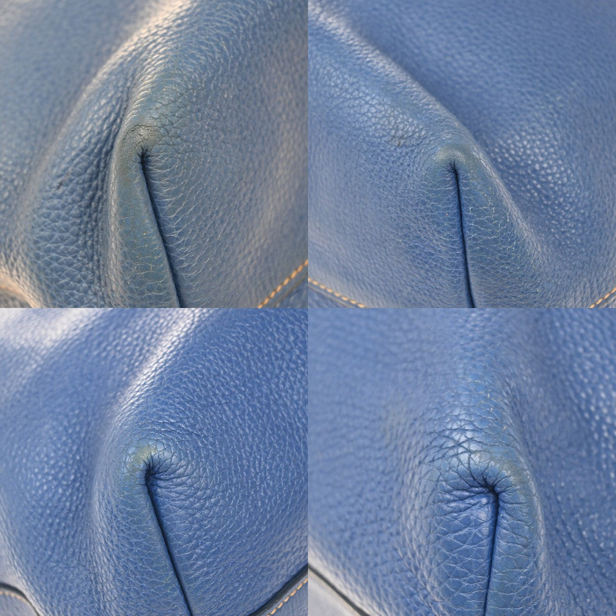 Prada Vintage Tote Leather, BLUE, LEATHER, Tote bag