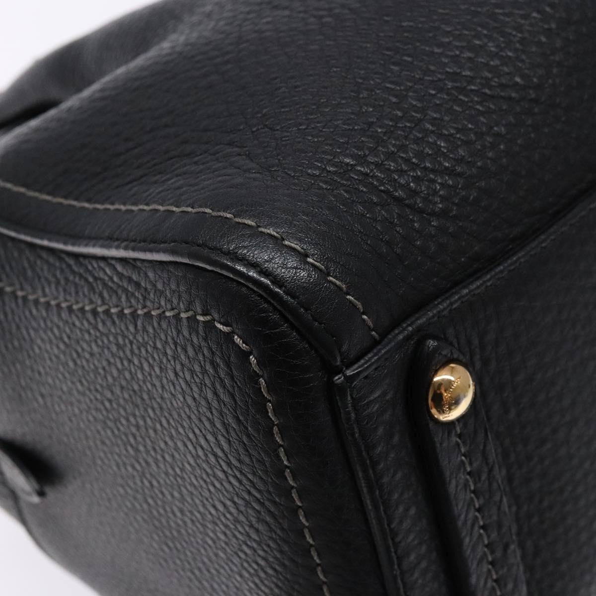 Salvatore Ferragamo Gancini handbag Leather, BLACK, LEATHER, Handbag