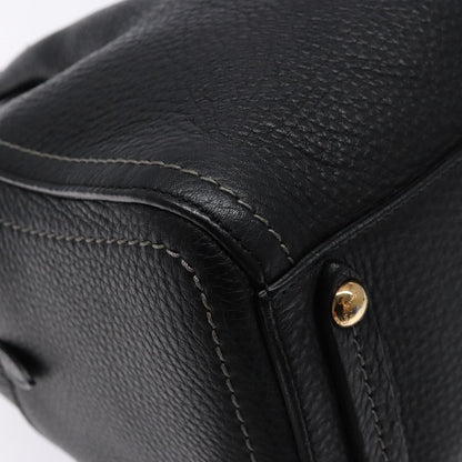 Salvatore Ferragamo Gancini handbag Leather, BLACK, LEATHER, Handbag