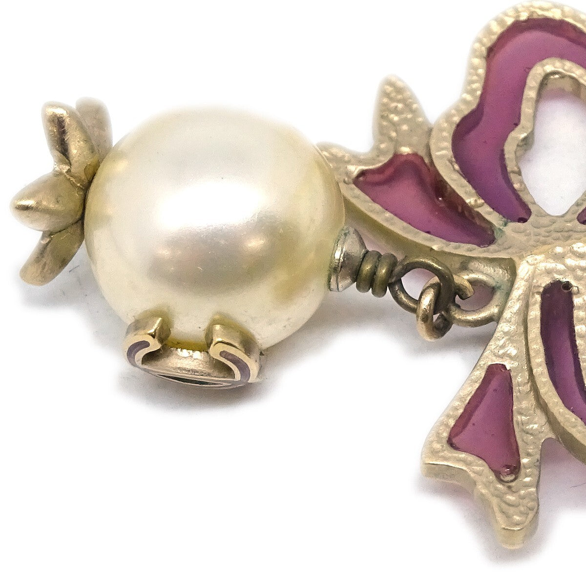 Chanel CC Bow Necklace Gold-plated with Artificial pearl, GOLD, GOLD_PLATED, Necklace