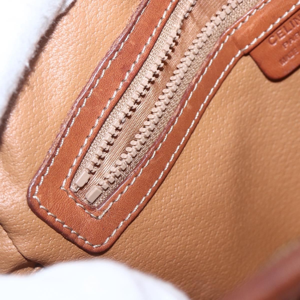 Celine Vintage Macadam Shoulder Bag Canvas and Leather, BROWN, CANVAS, Shoulder bag