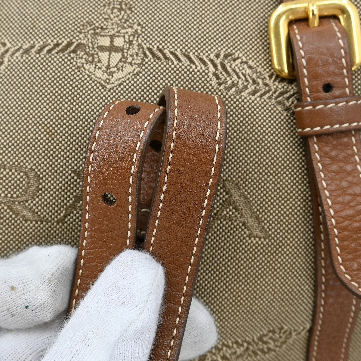 Prada Logo Convertible Tote Canvas with Leather, BEIGE, CANVAS, Tote bag