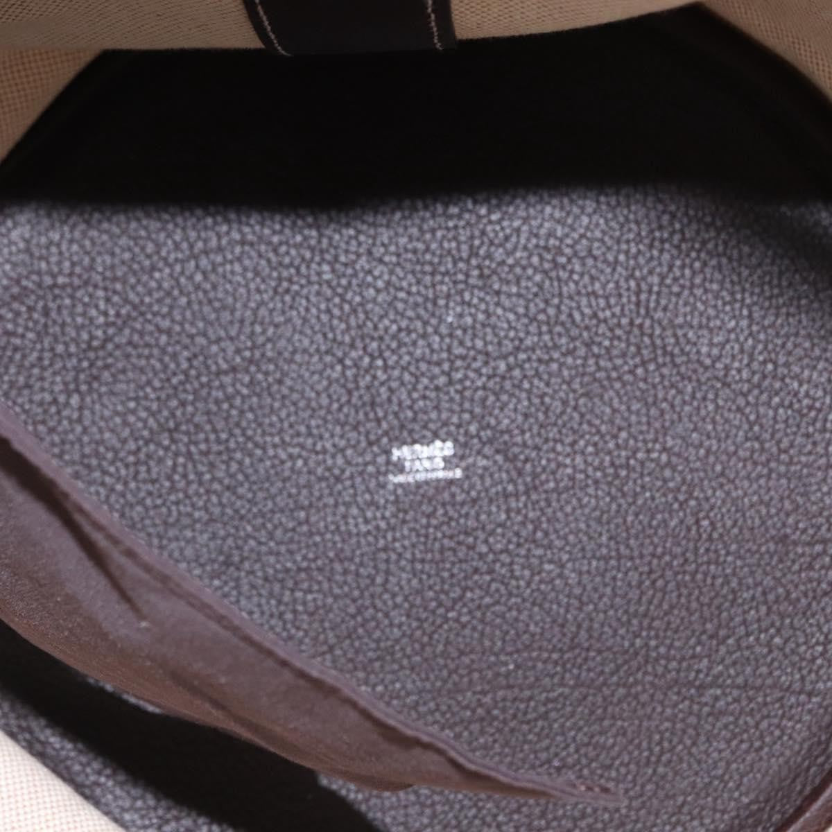 Hermes Sac Marin Recif Drawstring Bag Toile with Leather, BEIGE, CANVAS, Shoulder bag