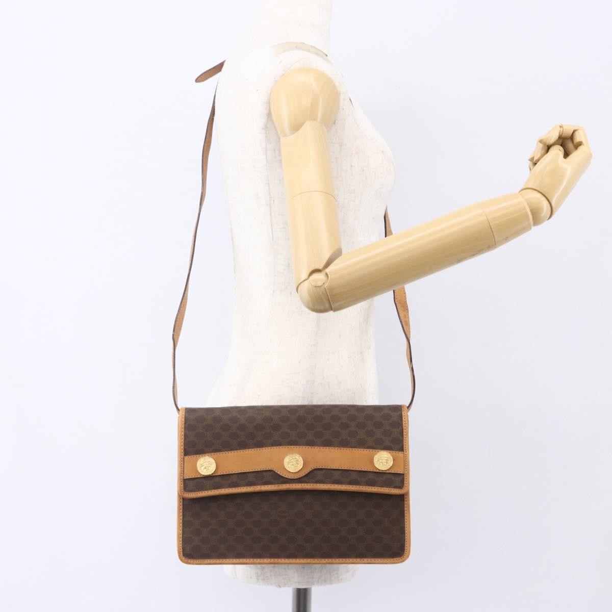 Celine Vintage Macadam Shoulder Bag Canvas and Leather, BROWN, CANVAS, Shoulder bag