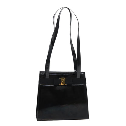 Salvatore Ferragamo Vala Shoulder Bag Patent Leather, BLACK, PATENT_LEATHER, Shoulder bag