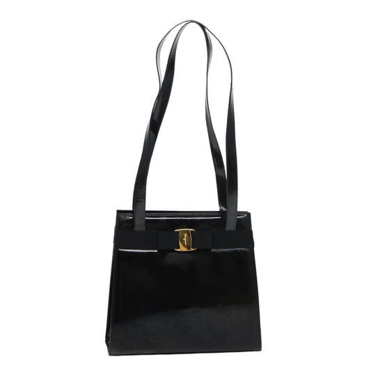 Salvatore Ferragamo Vala Shoulder Bag Patent Leather, BLACK, PATENT_LEATHER, Shoulder bag