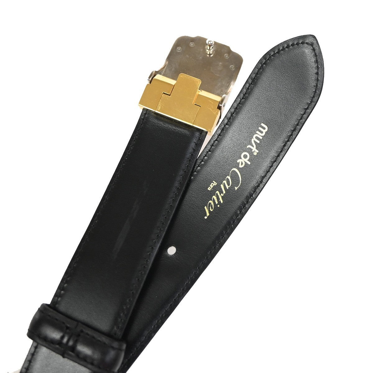 Cartier Santos Plaque Reversible Belt Leather, Black, Leather, Belt