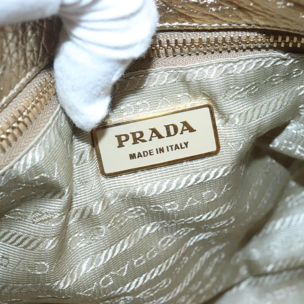 Prada Antic Pushlock Shoulder Bag Leather, GOLD, LEATHER, Shoulder bag