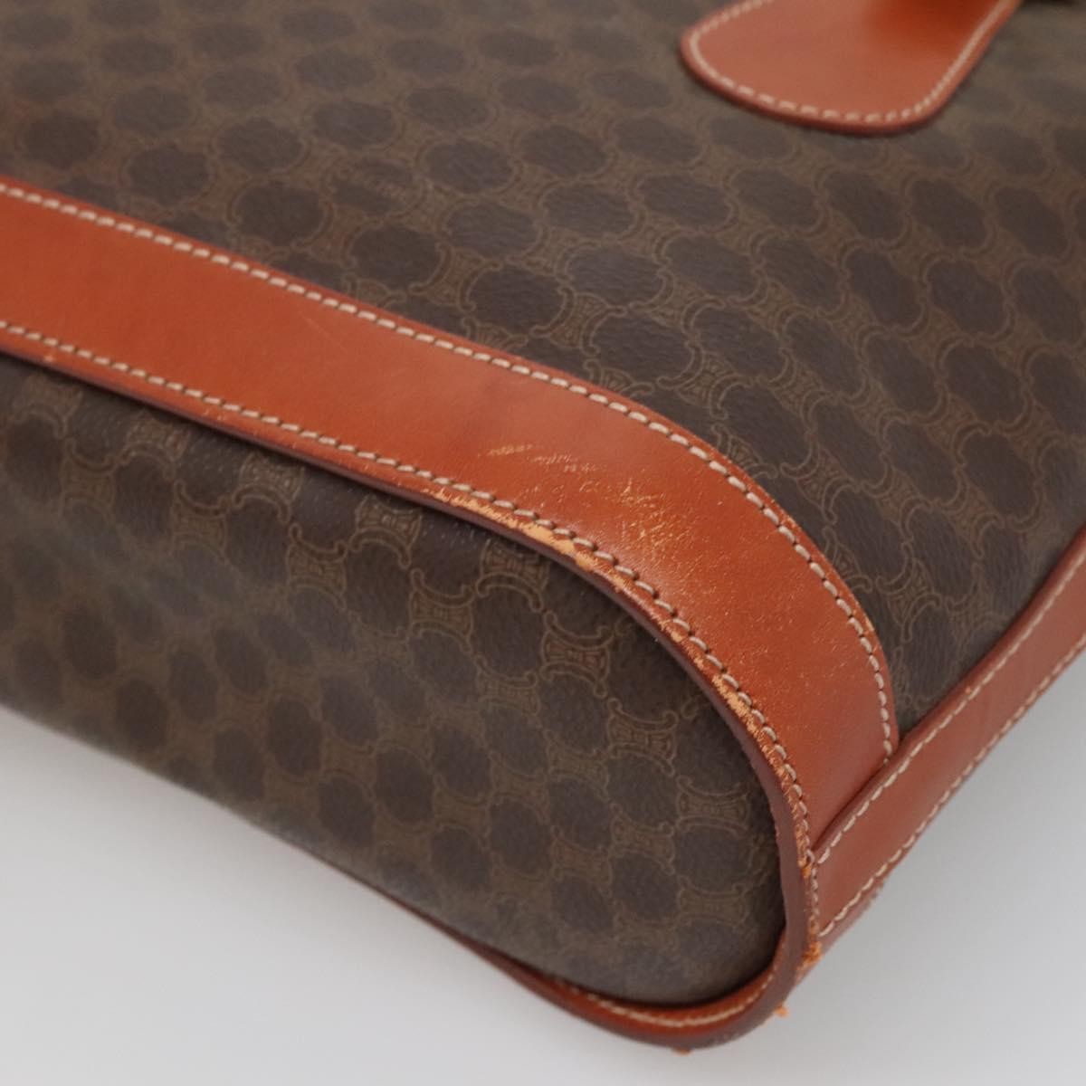 Celine Vintage Macadam Shoulder Bag Canvas and Leather, BROWN, CANVAS, Shoulder bag