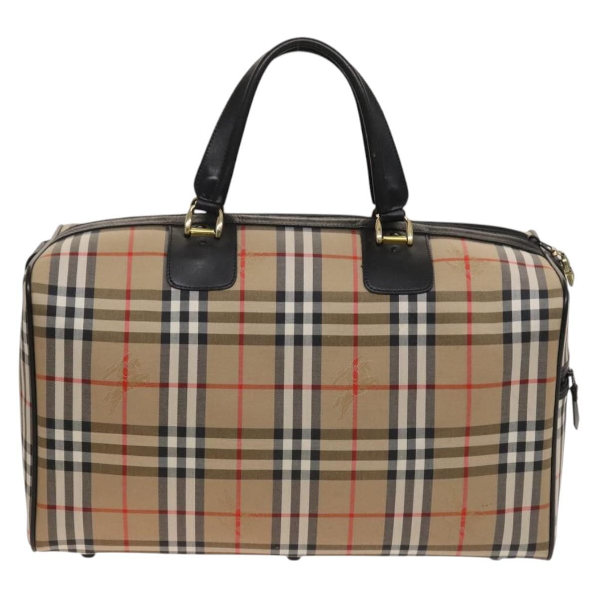 Burberry Vintage Duffle Bag Haymarket Coated Canvas, BEIGE, CANVAS, Travel bag