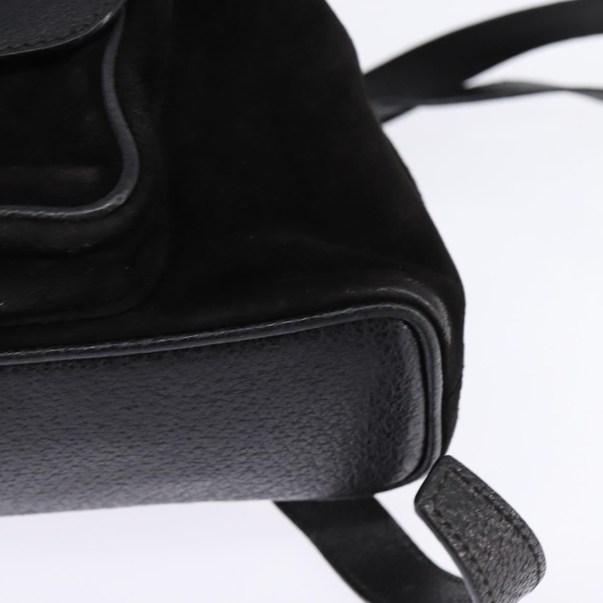 Gucci Vintage Bamboo Backpack Suede, BLACK, SUEDE, Backpack