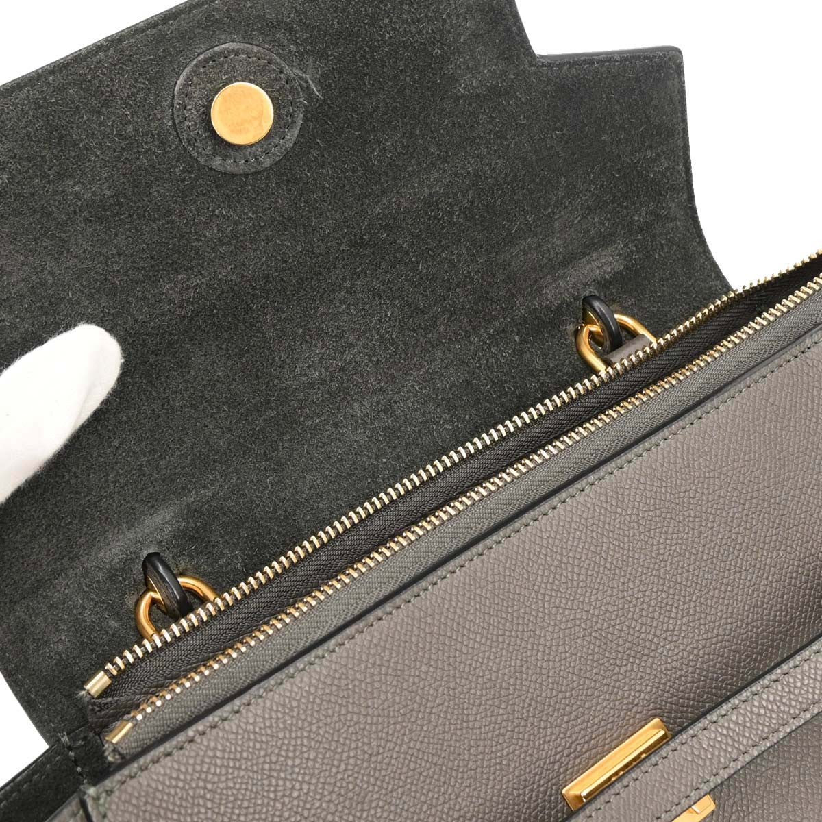 Celine Belt Bag Textured Leather, GRAY, LEATHER, Handbag