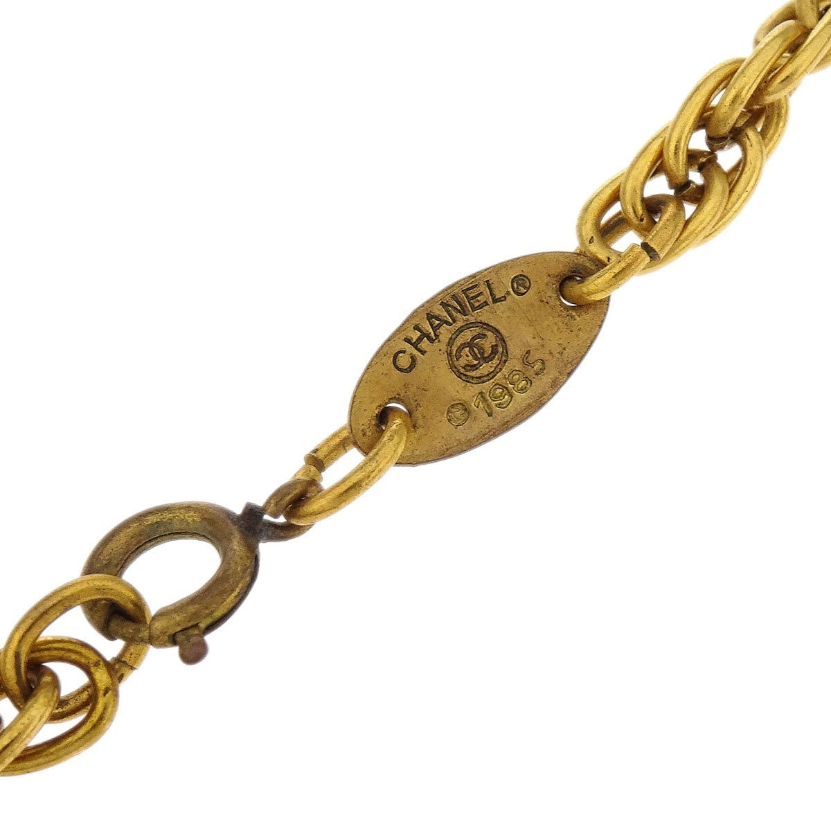 Chanel Vintage CC Pendent Necklace Plated Metal, GOLD, GOLD_PLATED, Necklace