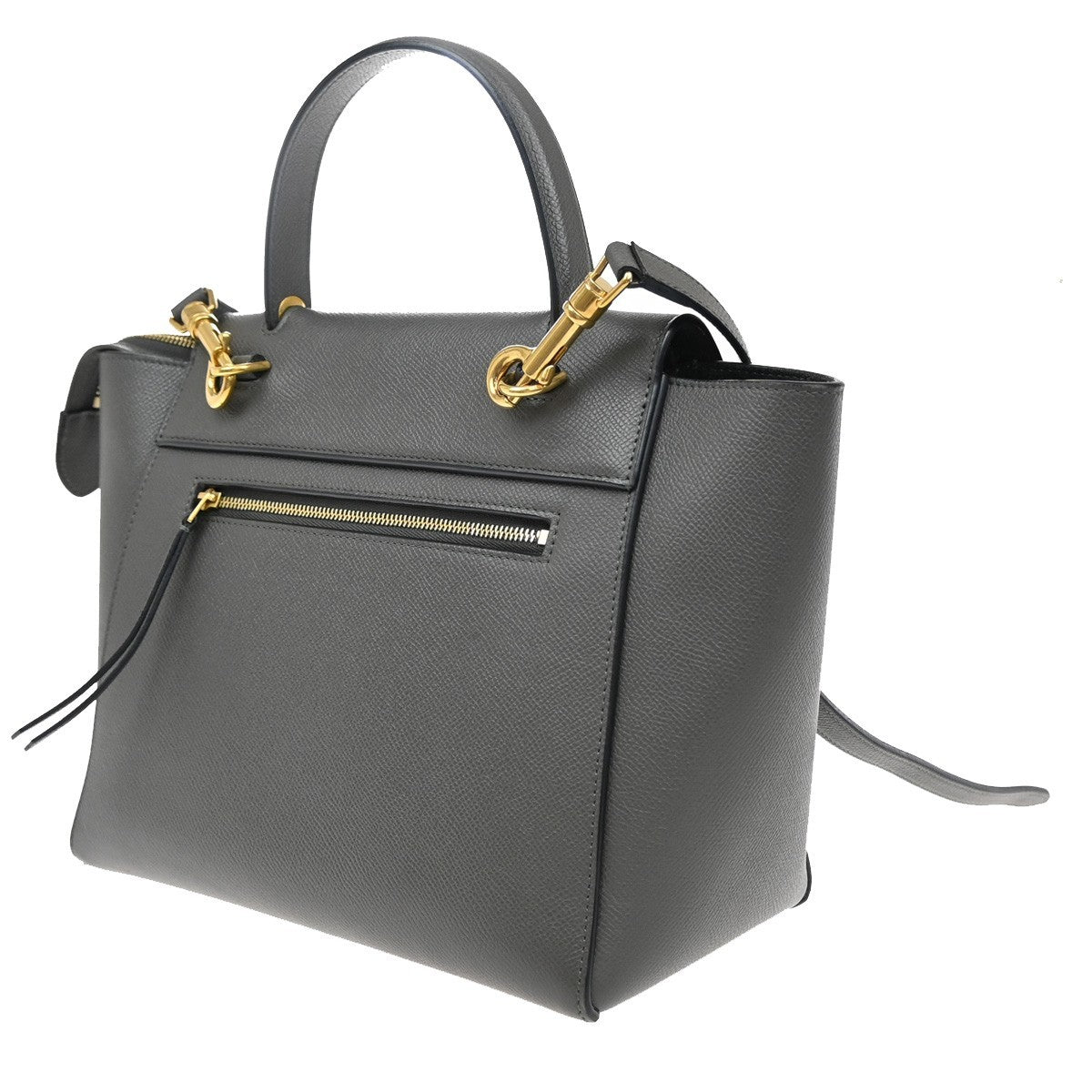 Celine Belt Bag Textured Leather, GRAY, LEATHER, Shoulder bag