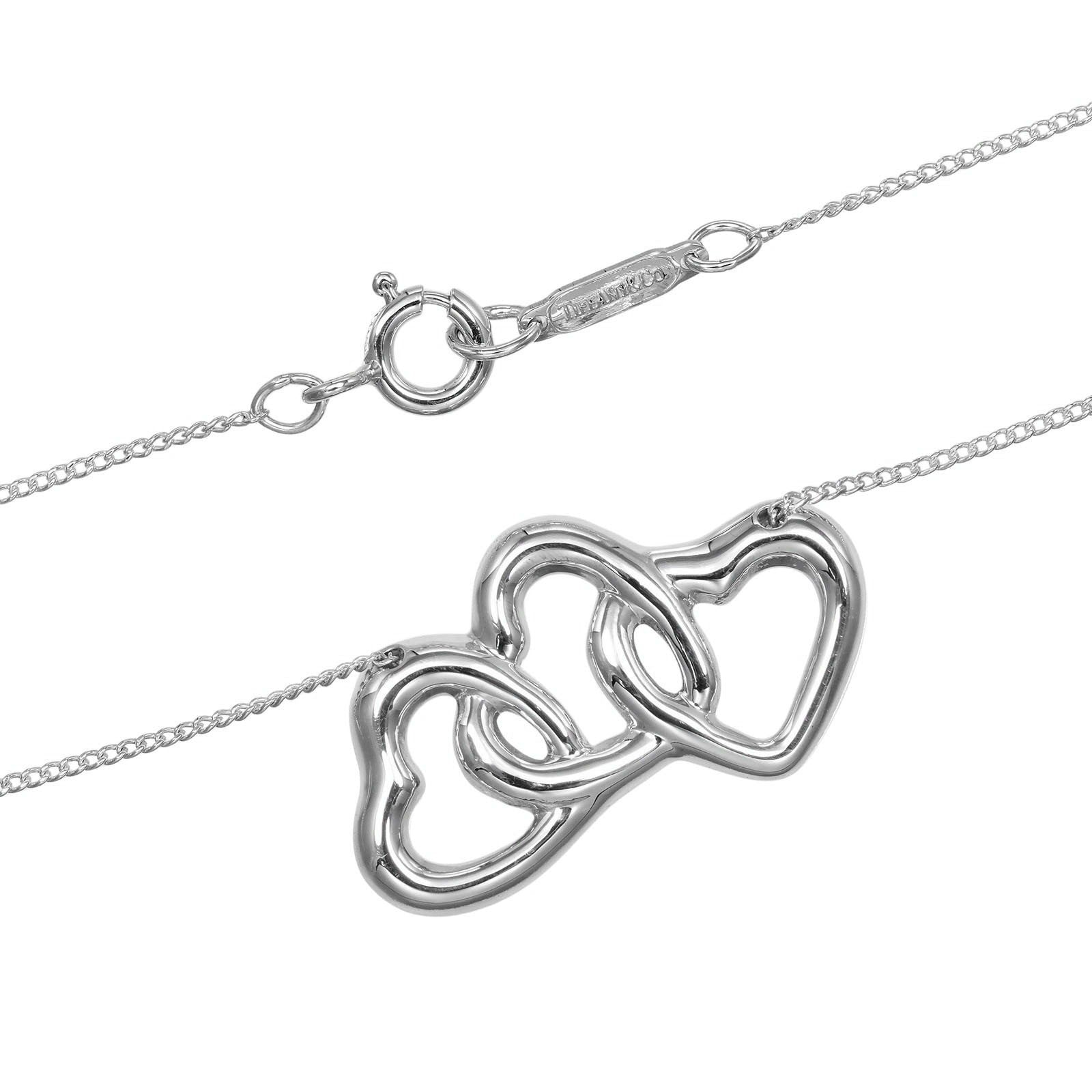Tiffany & Co. Triple Heart Pendant Necklace Sterling Silver, SILVER, SILVER, Necklace