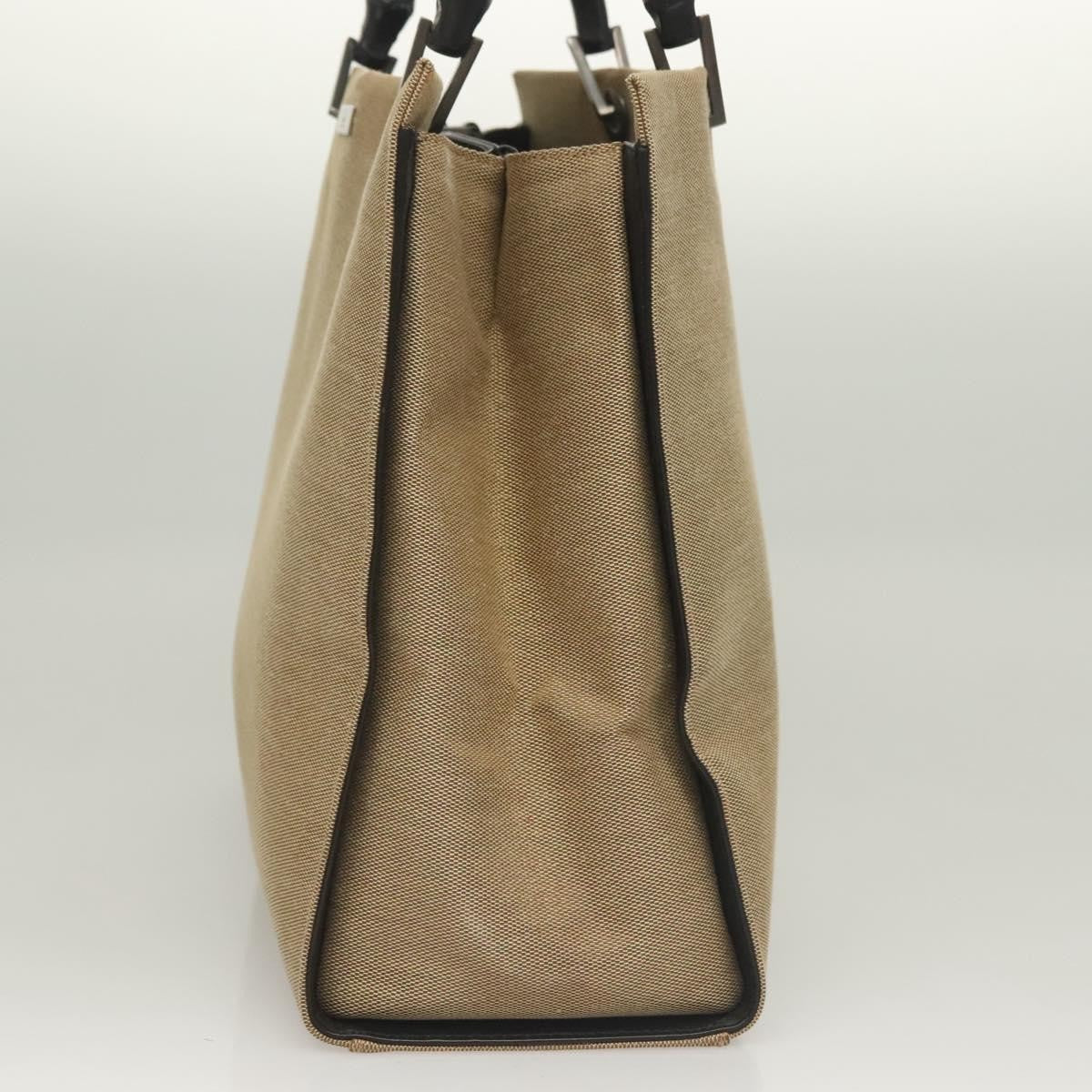 Gucci Vintage Bamboo Handle Tote Canvas, BEIGE, CANVAS, Tote bag