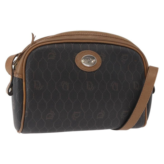 Christian Dior Vintage Honeycomb Shoulder Bag Canvas and Leather, BLACK, CANVAS, Shoulder bag