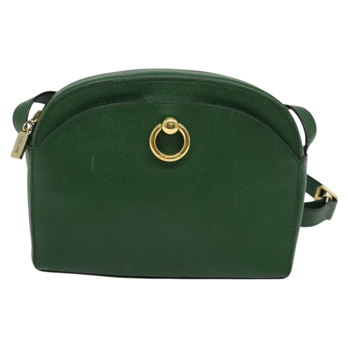 Celine Shoulder Bag Leather, GREEN, LEATHER, Shoulder bag