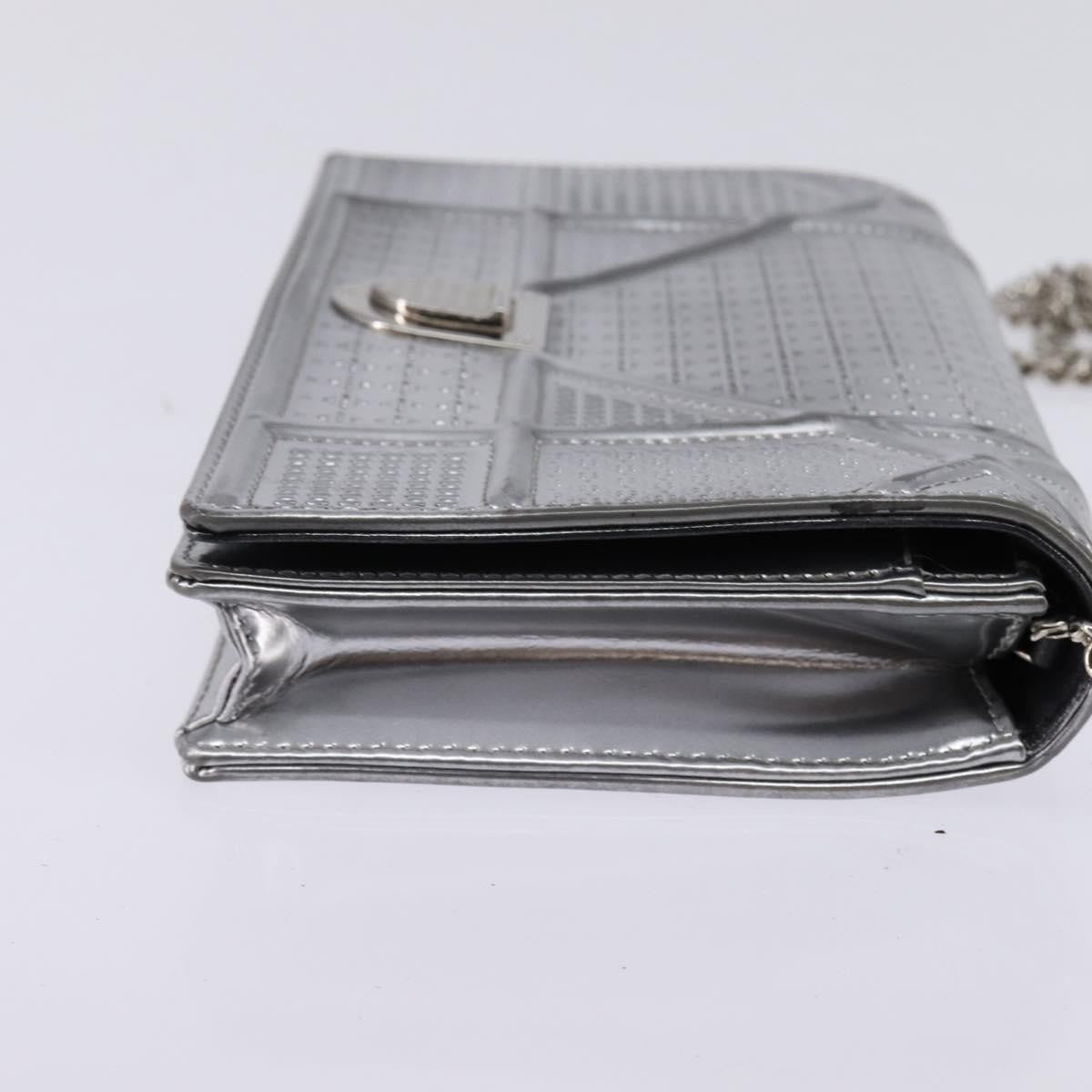 Christian Dior Diorama Wallet on Chain Metallic Distressed Calfskin, SILVER, LEATHER, Wallets
