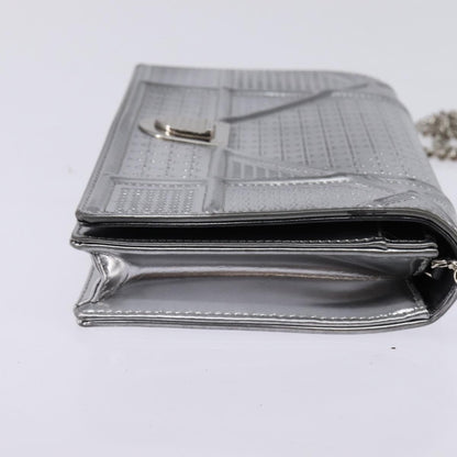 Christian Dior Diorama Wallet on Chain Metallic Distressed Calfskin, SILVER, LEATHER, Wallets