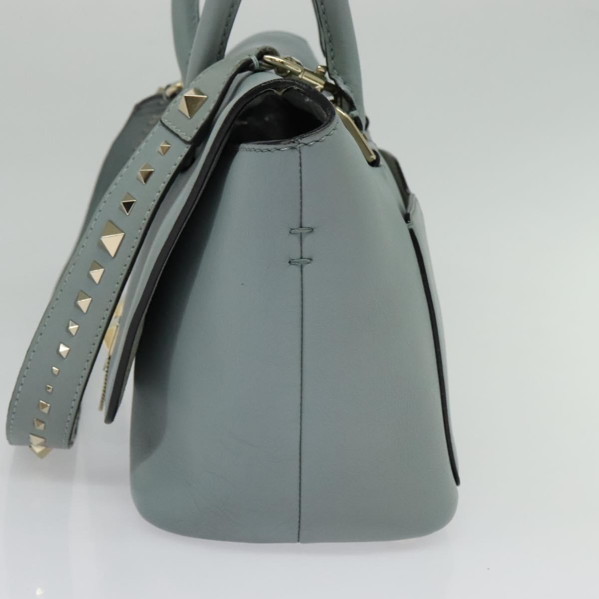 Valentino Garavani Demilune Flap Satchel Leather, BLUE, LEATHER, Handbag