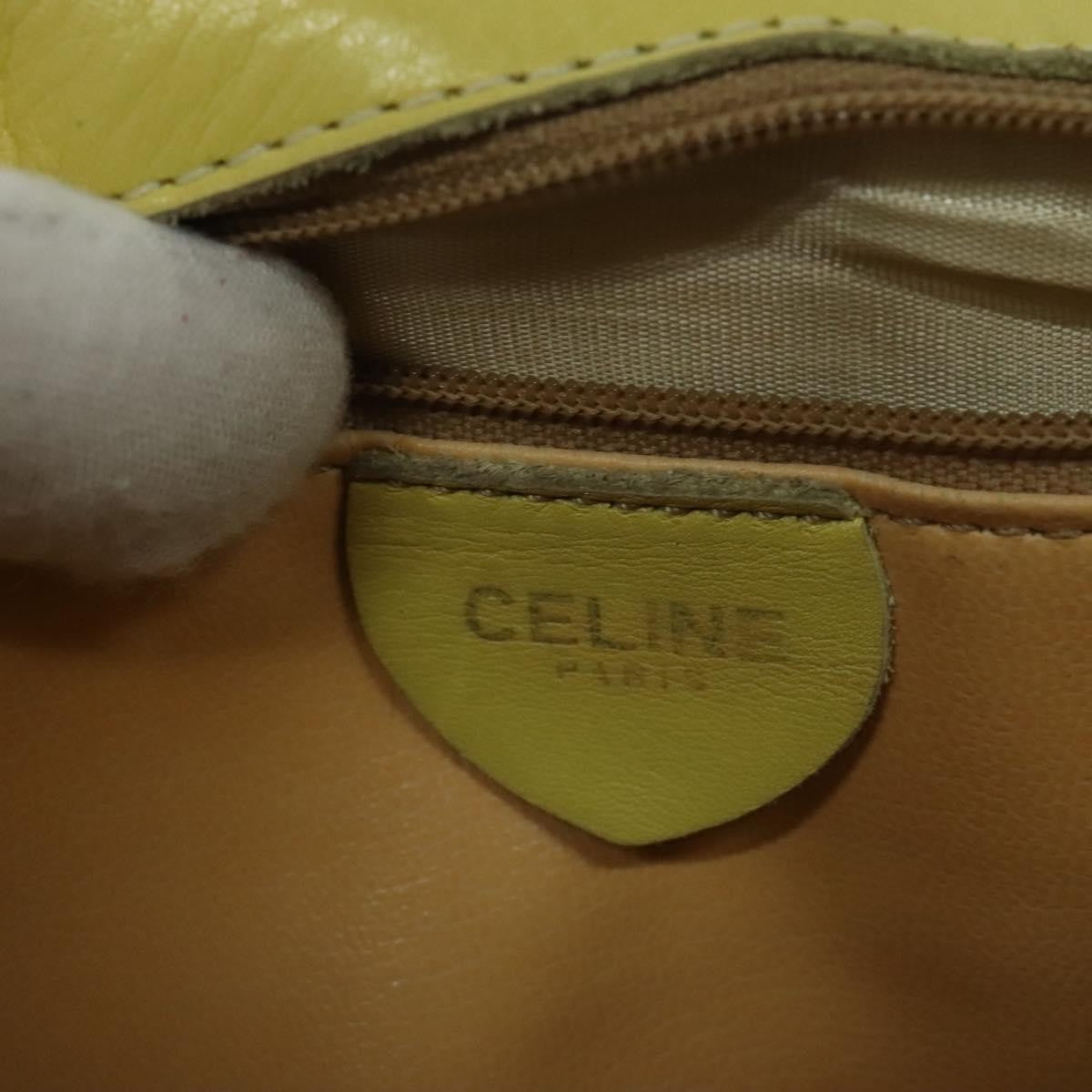Celine Flap Shoulder Bag Leather, YELLOW, LEATHER, Shoulder bag