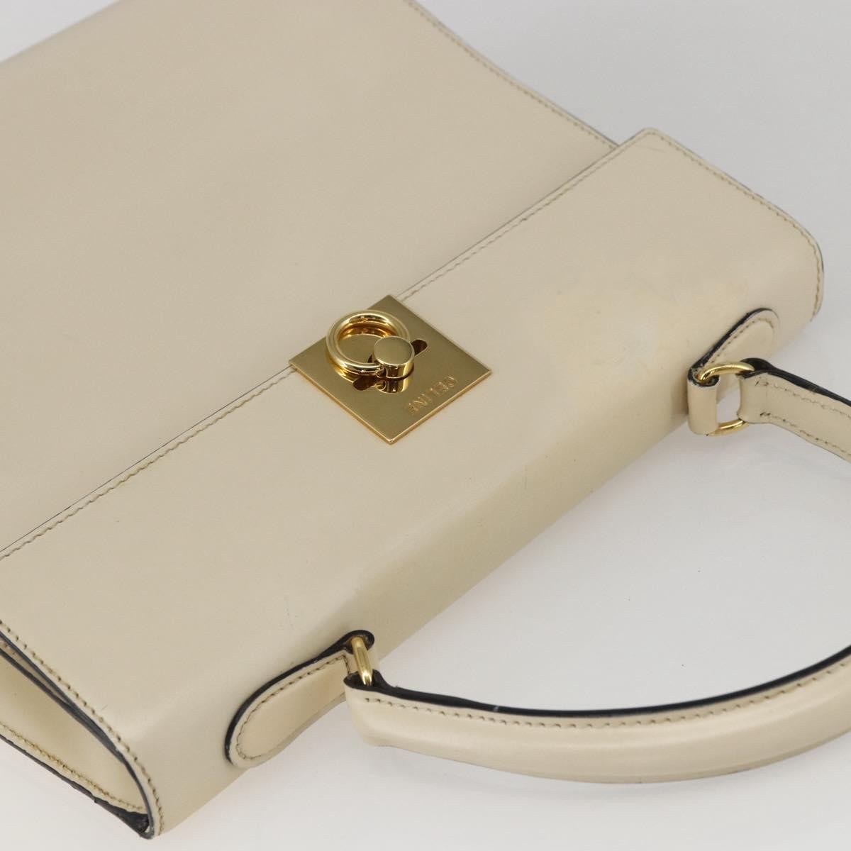 Celine Vintage Logo Top Handle Bag Leather, WHITE, LEATHER, Handbag