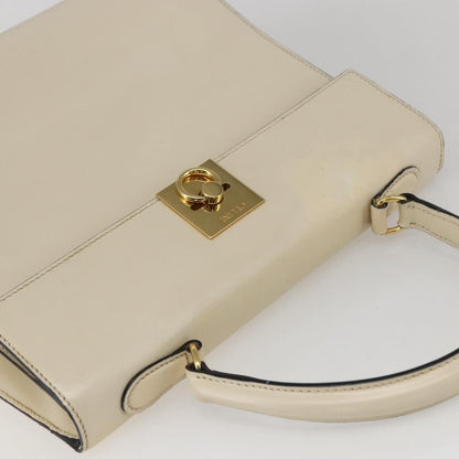 Celine Vintage Logo Top Handle Bag Leather, WHITE, LEATHER, Handbag