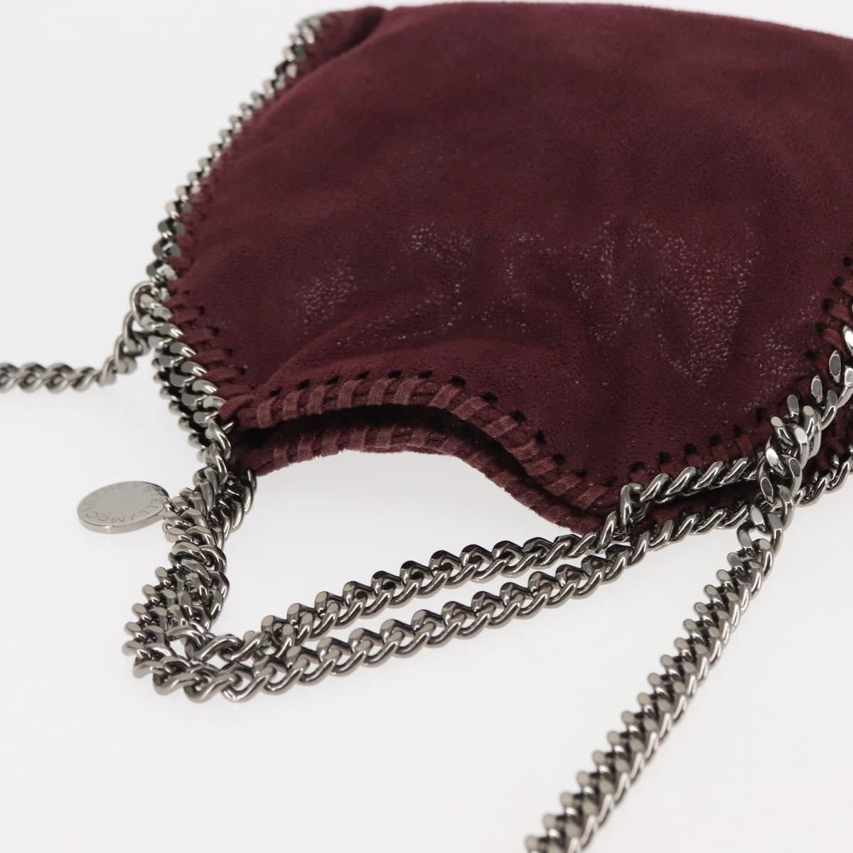 Stella McCartney Falabella Fold Over Crossbody Bag Velvet, BURGUNDY, POLYESTER, Crossbody bag