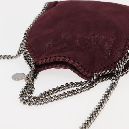 Stella McCartney Falabella Fold Over Crossbody Bag Velvet, BURGUNDY, POLYESTER, Crossbody bag