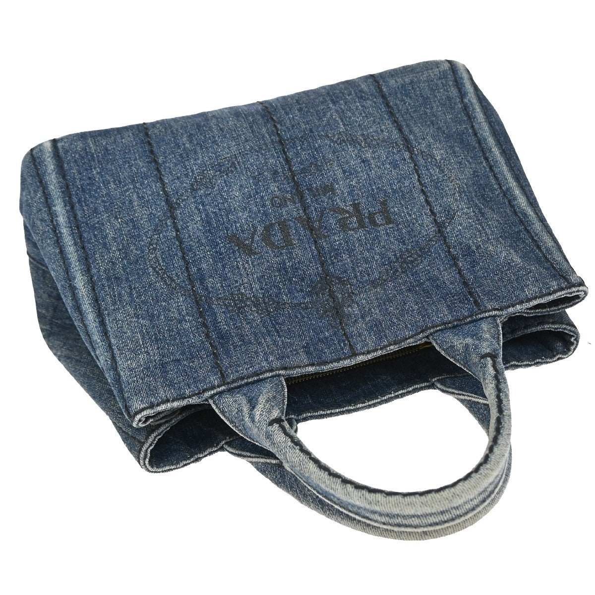 Prada Canapa Open Tote Denim, BLUE, DENIM_JEANS, Tote bag