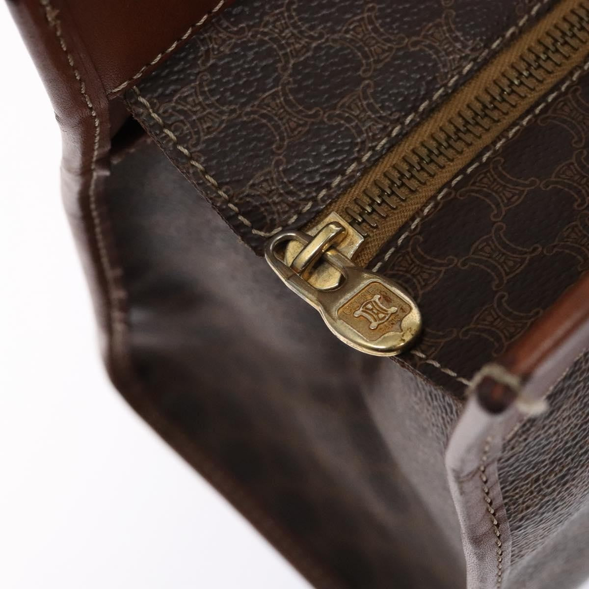 Celine Macadam Handbag Macadam with leather, BROWN, CANVAS, Handbag