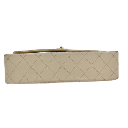 Chanel Vintage Two Tone CC Flap Bag Quilted Lambskin, BEIGE, LEATHER, Shoulder bag