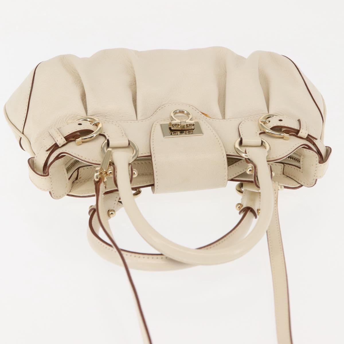 Salvatore Ferragamo Marisa Satchel Leather, WHITE, LEATHER, Handbag