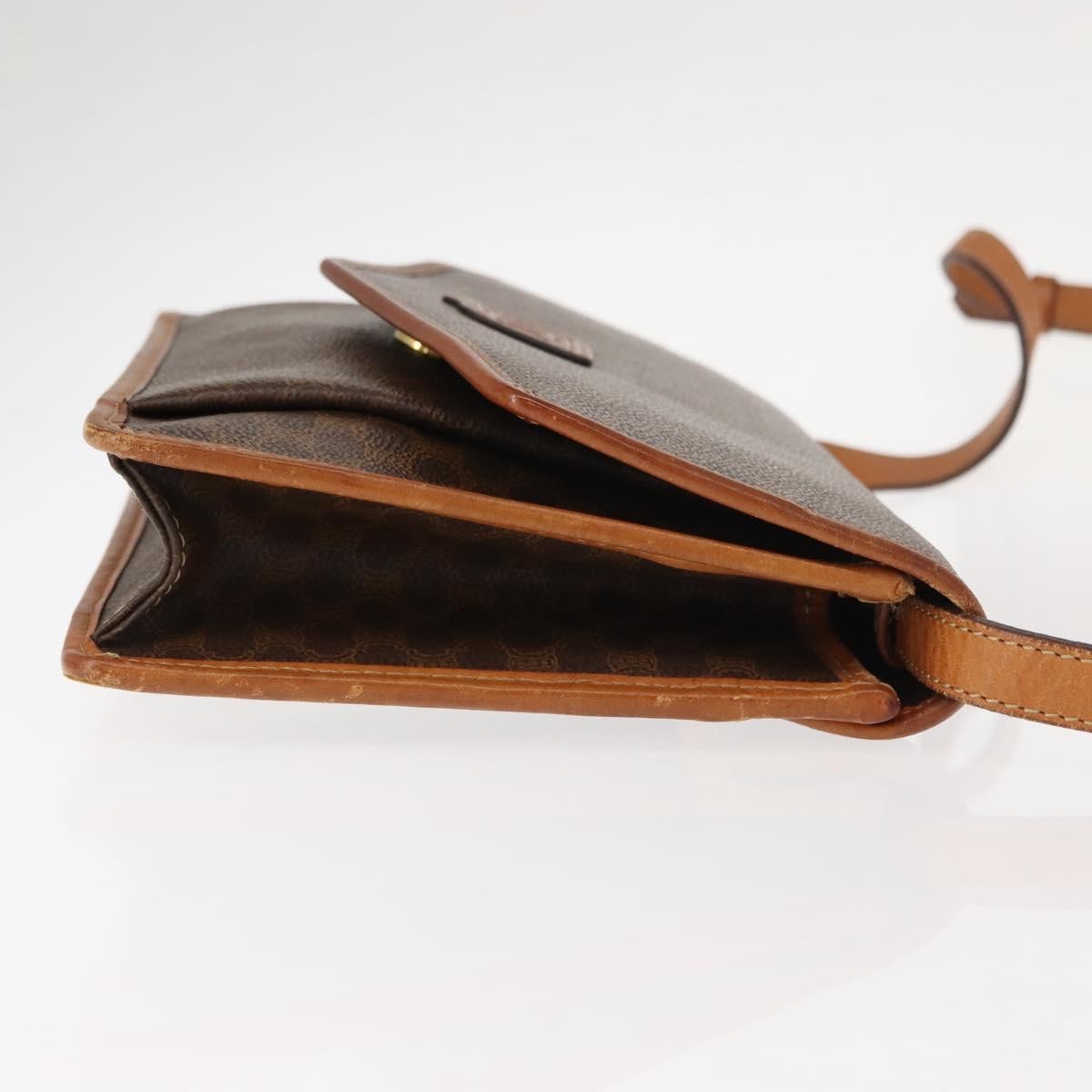 Celine Vintage Macadam Shoulder Bag Canvas and Leather, BROWN, CANVAS, Shoulder bag