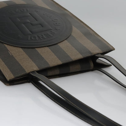 Fendi Vintage Logo Stamp Tote Pequin Coated Canvas, BROWN, CANVAS, Tote bag