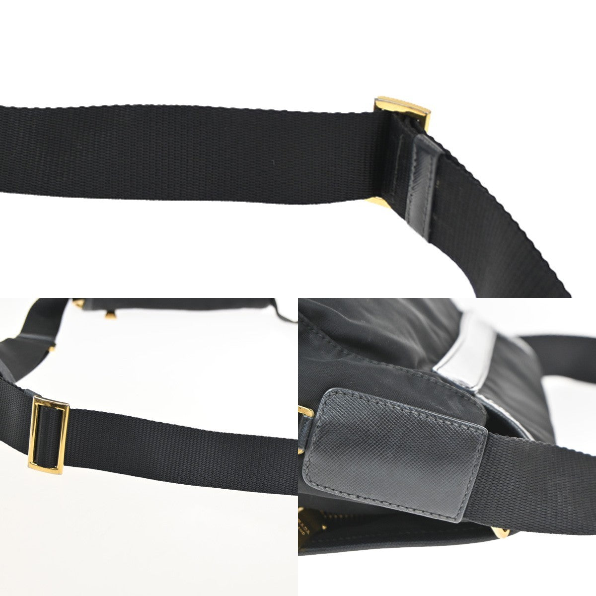 Prada Buckle Messenger Bag Tessuto, Black, Nylon, Shoulder Bag