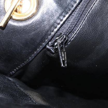 Bally Vintage Chain Shoulder Bag Quilted Leather, BLACK, LEATHER, Shoulder bag