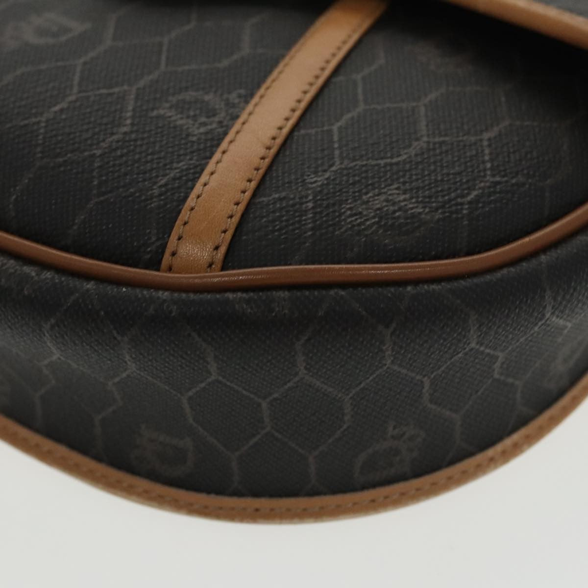 Christian Dior Vintage Honeycomb Flap Crossbody Bag Coated Canvas, BLACK, CANVAS, Crossbody bag