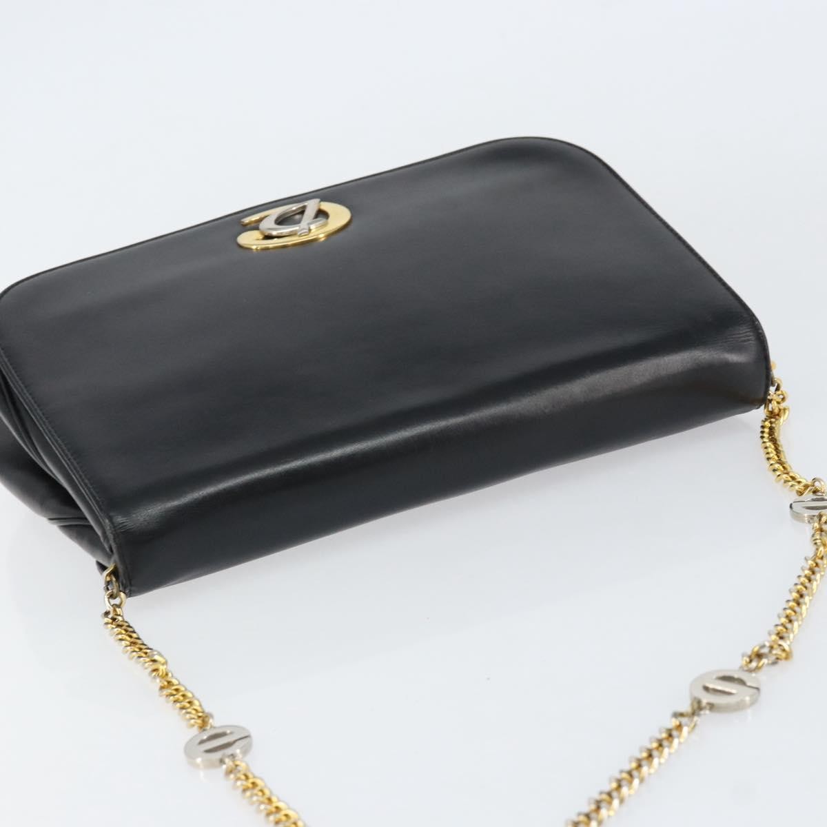 Christian Dior Vintage Chain Flap Shoulder Bag Leather, BLACK, LEATHER, Shoulder bag